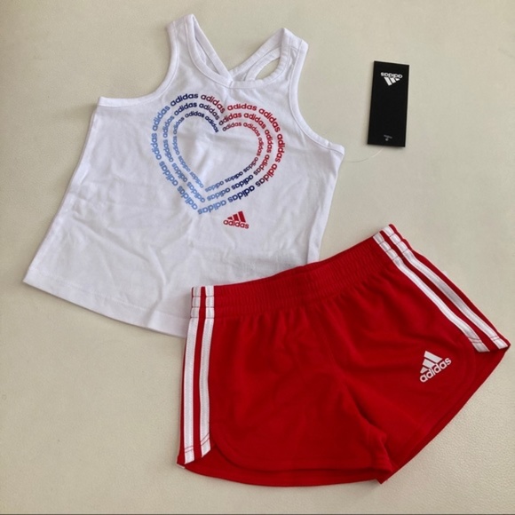 Adidas cute baby girl star red shorts set 2293 - Picture 3 of 4